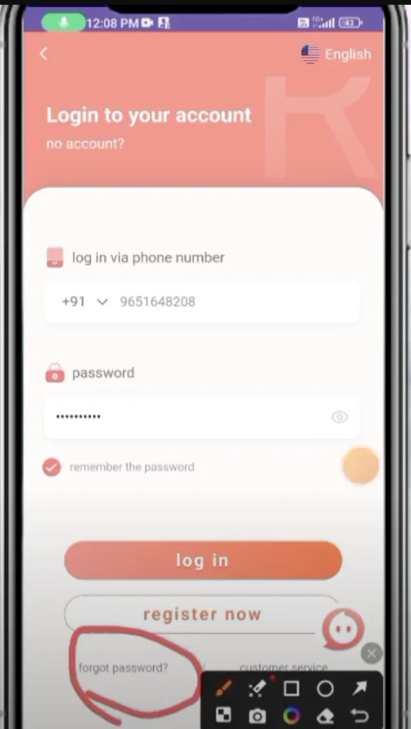 Tap on “Forgot Password.