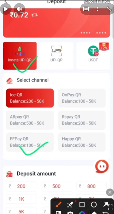 Choose Rajagame Deposit Channel